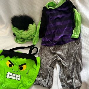 Infant Monster Costume in Green and Black with Bonus Bag